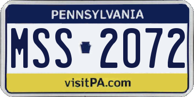 PA license plate MSS2072