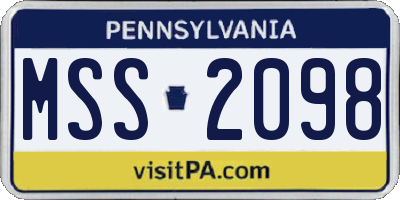 PA license plate MSS2098