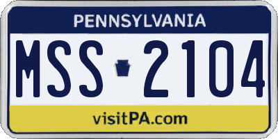 PA license plate MSS2104