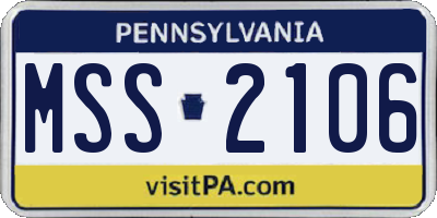 PA license plate MSS2106