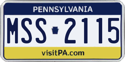 PA license plate MSS2115