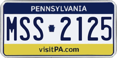 PA license plate MSS2125