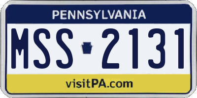 PA license plate MSS2131