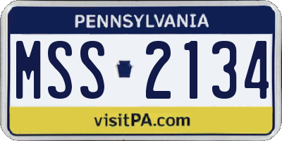 PA license plate MSS2134