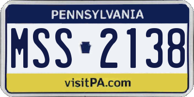 PA license plate MSS2138