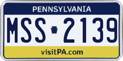PA license plate MSS2139
