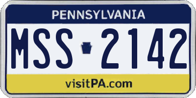PA license plate MSS2142