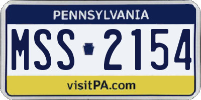 PA license plate MSS2154