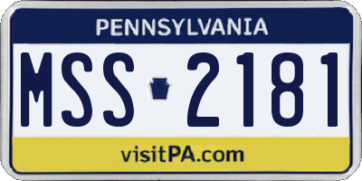PA license plate MSS2181
