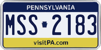 PA license plate MSS2183