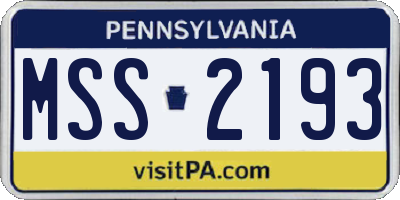 PA license plate MSS2193