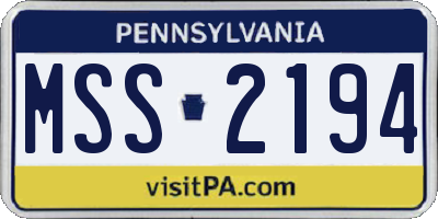 PA license plate MSS2194