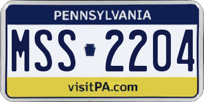 PA license plate MSS2204