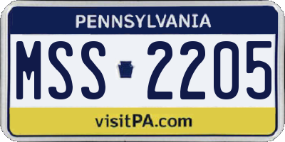 PA license plate MSS2205