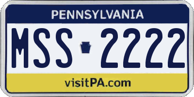PA license plate MSS2222