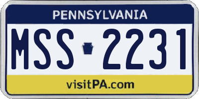 PA license plate MSS2231