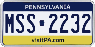 PA license plate MSS2232