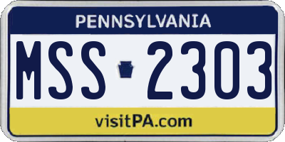 PA license plate MSS2303