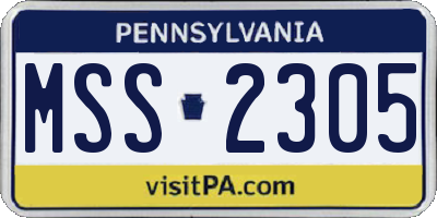 PA license plate MSS2305
