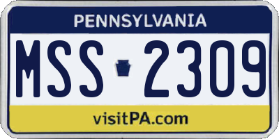 PA license plate MSS2309
