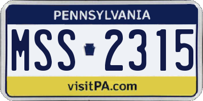 PA license plate MSS2315
