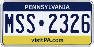 PA license plate MSS2326