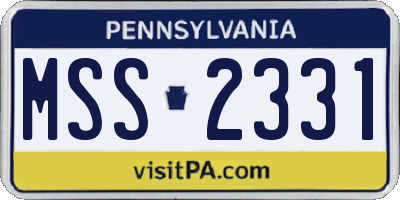 PA license plate MSS2331