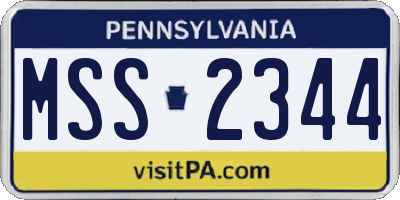 PA license plate MSS2344