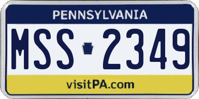 PA license plate MSS2349