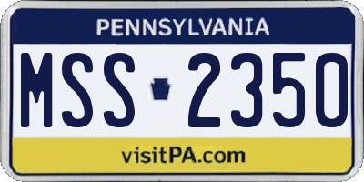 PA license plate MSS2350