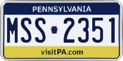 PA license plate MSS2351