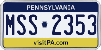 PA license plate MSS2353