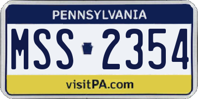 PA license plate MSS2354