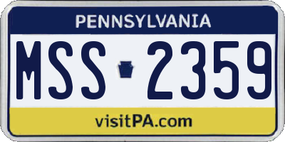 PA license plate MSS2359