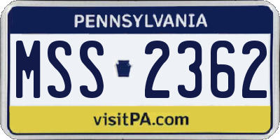 PA license plate MSS2362