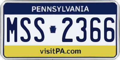 PA license plate MSS2366
