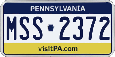 PA license plate MSS2372