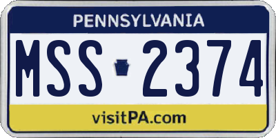 PA license plate MSS2374