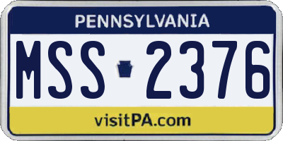 PA license plate MSS2376