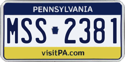 PA license plate MSS2381