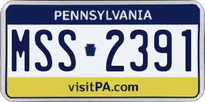 PA license plate MSS2391