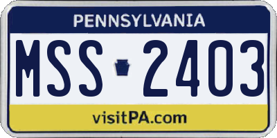 PA license plate MSS2403