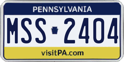 PA license plate MSS2404