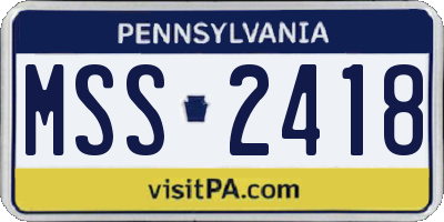 PA license plate MSS2418