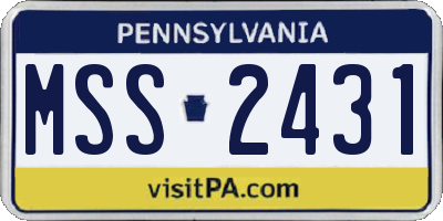 PA license plate MSS2431