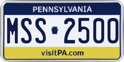 PA license plate MSS2500