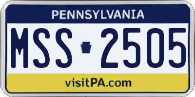 PA license plate MSS2505