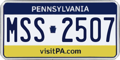 PA license plate MSS2507