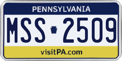 PA license plate MSS2509