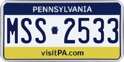 PA license plate MSS2533